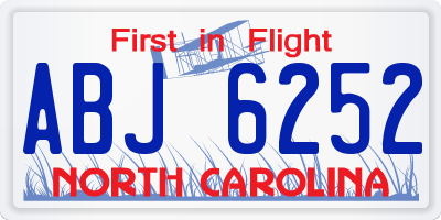 NC license plate ABJ6252