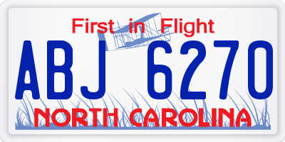 NC license plate ABJ6270