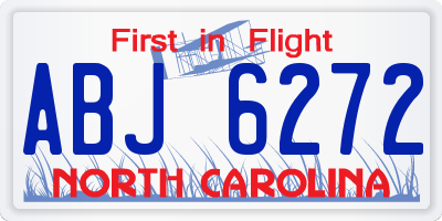 NC license plate ABJ6272