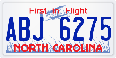 NC license plate ABJ6275