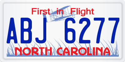 NC license plate ABJ6277