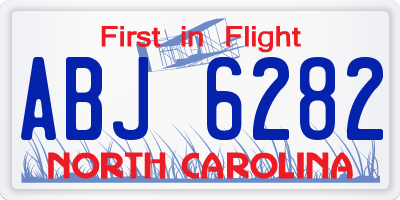 NC license plate ABJ6282