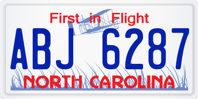 NC license plate ABJ6287