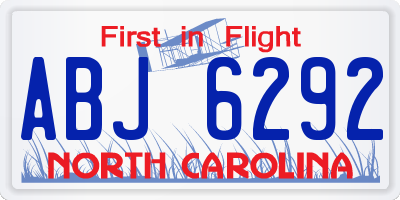 NC license plate ABJ6292