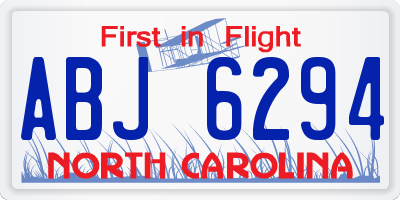 NC license plate ABJ6294