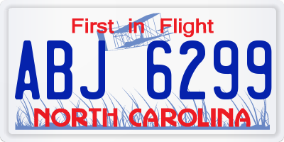 NC license plate ABJ6299