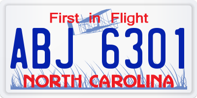 NC license plate ABJ6301