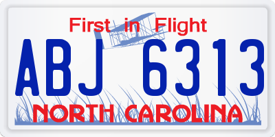 NC license plate ABJ6313