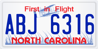 NC license plate ABJ6316