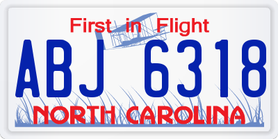 NC license plate ABJ6318