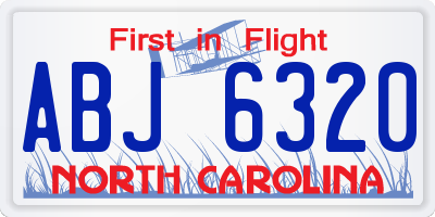 NC license plate ABJ6320