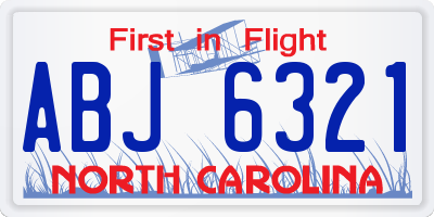 NC license plate ABJ6321