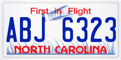 NC license plate ABJ6323