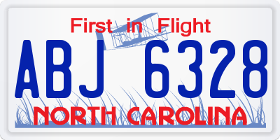 NC license plate ABJ6328
