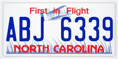 NC license plate ABJ6339