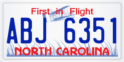 NC license plate ABJ6351