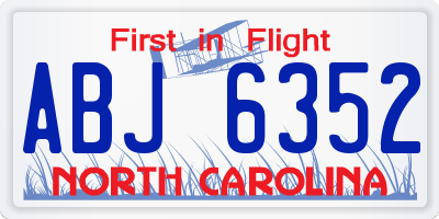 NC license plate ABJ6352