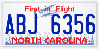 NC license plate ABJ6356