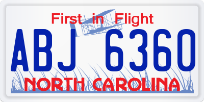 NC license plate ABJ6360