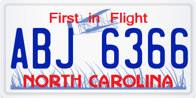NC license plate ABJ6366