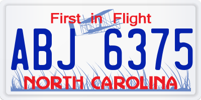 NC license plate ABJ6375