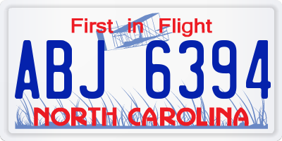 NC license plate ABJ6394