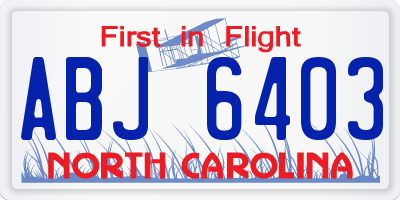 NC license plate ABJ6403