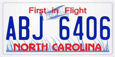NC license plate ABJ6406