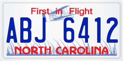 NC license plate ABJ6412