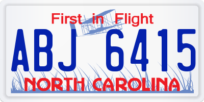 NC license plate ABJ6415