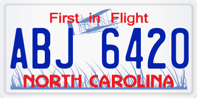 NC license plate ABJ6420