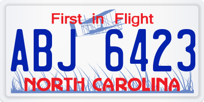 NC license plate ABJ6423
