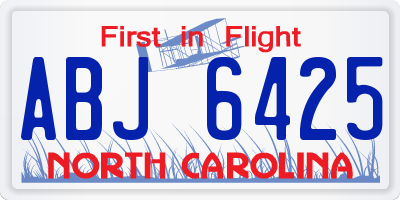 NC license plate ABJ6425