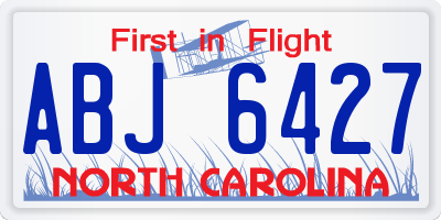 NC license plate ABJ6427