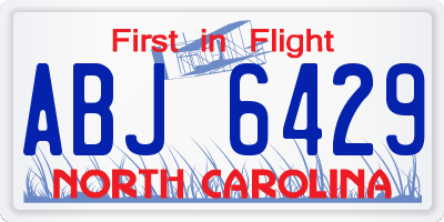 NC license plate ABJ6429