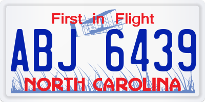 NC license plate ABJ6439