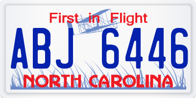 NC license plate ABJ6446