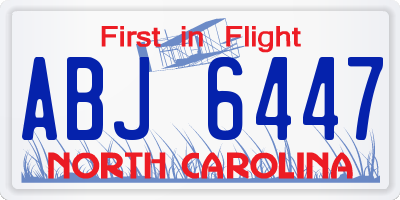 NC license plate ABJ6447