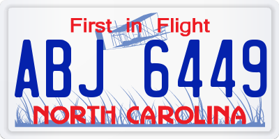 NC license plate ABJ6449