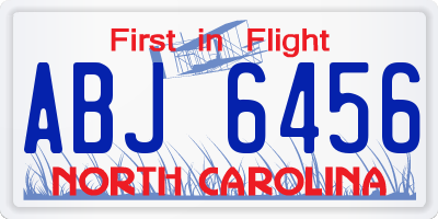 NC license plate ABJ6456