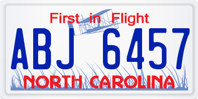 NC license plate ABJ6457