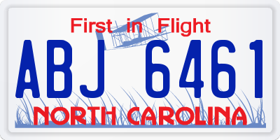 NC license plate ABJ6461