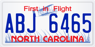 NC license plate ABJ6465