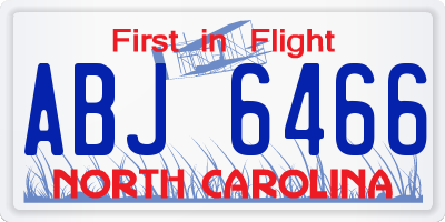 NC license plate ABJ6466
