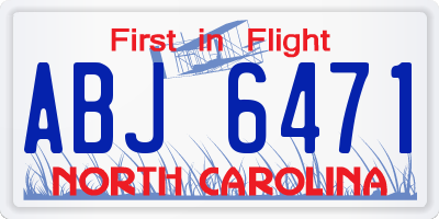 NC license plate ABJ6471