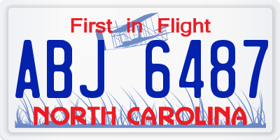 NC license plate ABJ6487