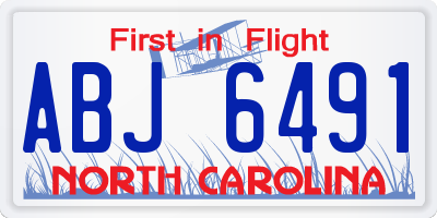 NC license plate ABJ6491