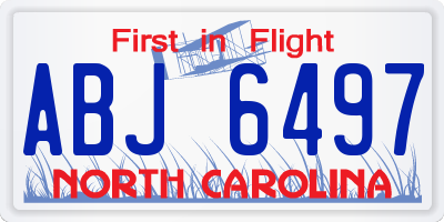 NC license plate ABJ6497
