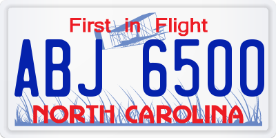 NC license plate ABJ6500