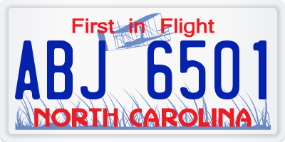 NC license plate ABJ6501